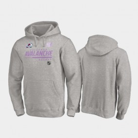 2020 Hockey Fights Cancer Colorado Avalanche Pullover Hoodie Heather Gray
