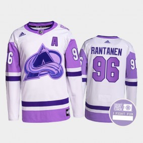 Colorado Avalanche Hockey Fights Cancer Mikko Rantanen White Purple #96 Primegreen Authentic Jersey