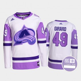 Colorado Avalanche Hockey Fights Cancer Sam Girard White Purple #49 Primegreen Authentic Jersey
