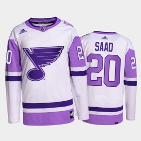 Brandon Saad #20 St. Louis Blues HockeyFightsCancer White Primegreen Authentic Jersey