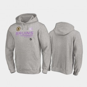 2020 Hockey Fights Cancer Boston Bruins Pullover Hoodie Heather Gray