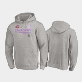 2020 Hockey Fights Cancer Montreal Canadiens Pullover Hoodie Heather Gray