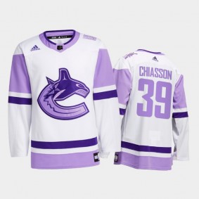 Alex Chiasson 2021 HockeyFightsCancer Jersey Vancouver Canucks White Special warm-up