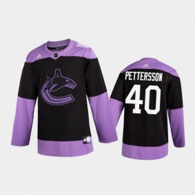 Elias Pettersson 2020 Hockey Fights Cancer Jersey Vancouver Canucks Black Practice