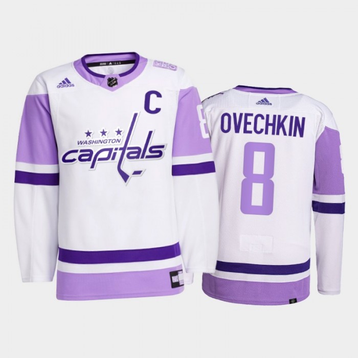 Authentic Men's Alex Ovechkin Purple Jersey - #8 Hockey Washington Capitals  Fights Cancer Practice Size Small/46