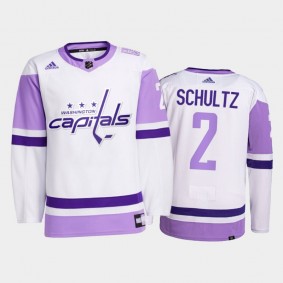 Justin Schultz #2 Washington Capitals 2021 HockeyFightsCancer White Primegreen Jersey