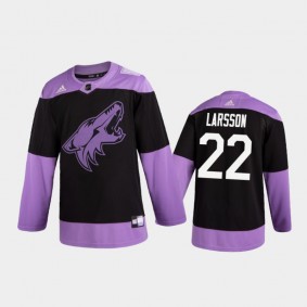 Johan Larsson 2020 Hockey Fights Cancer Jersey Arizona Coyotes Black Practice