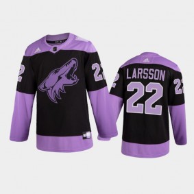 Johan Larsson 2021 Hockey Fights Cancer Night Coyotes Jersey Purple