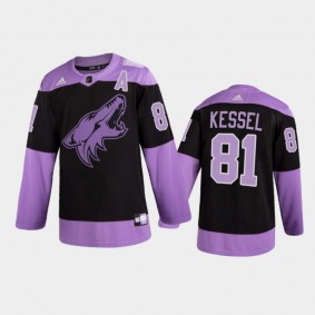 Phil Kessel 2021 Hockey Fights Cancer Night Coyotes Jersey Purple