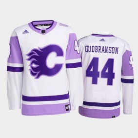 Erik Gudbranson #44 Calgary Flames 2021 HockeyFightsCancer White Primegreen Jersey