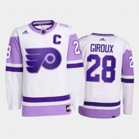 Claude Giroux 2021 Hockey Fights Cancer Jersey Philadelphia Flyers White Primegreen