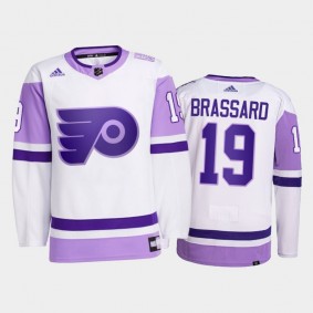 Derick Brassard #19 Philadelphia Flyers 2021 HockeyFightsCancer White Primegreen Jersey