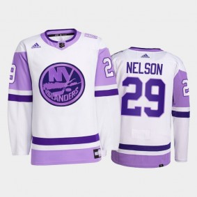 Brock Nelson 2021 Hockey Fights Cancer Islanders White Primegreen Jersey