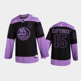 cal clutterbuck 2021 Hockey Fights Cancer Night Islanders Jersey Purple