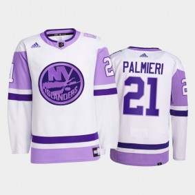 Kyle Palmieri 2021 Hockey Fights Cancer Islanders White Primegreen Jersey