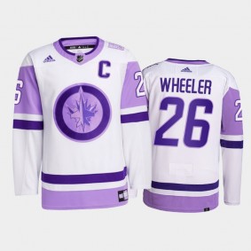 Blake Wheeler 2021 Hockey Fights Cancer Jersey Winnipeg Jets White Primegreen