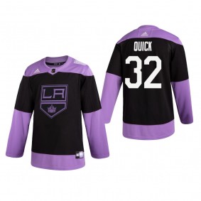 Jonathan Quick Hockey Fights Cancer Jersey Los Angeles Kings Black Practice