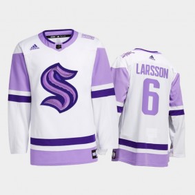 Adam Larsson 2021 HockeyFightsCancer Jersey Seattle Kraken White Special