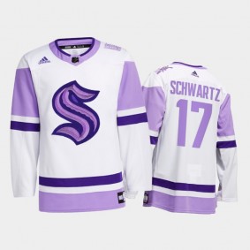Jaden Schwartz 2021 HockeyFightsCancer Jersey Seattle Kraken White Special