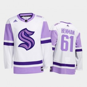 Luke Henman #61 Seattle Kraken 2021 HockeyFightsCancer White Special Jersey
