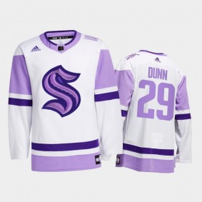 Vince Dunn #29 Seattle Kraken 2021 HockeyFightsCancer White Special Jersey