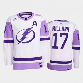 Alex Killorn 2021 Hockey Fights Cancer Lightning White Primegreen Jersey