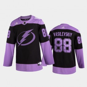 Andrei Vasilevskiy 2020 Hockey Fights Cancer Jersey Tampa Bay Lightning Black Purple Ribbons