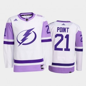 Tampa Bay Lightning 2021 HockeyFightsCancer Brayden Point White #21 Primegreen Jersey