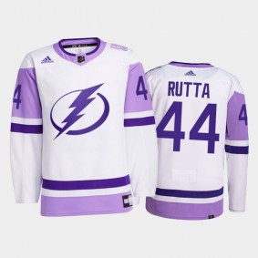 Tampa Bay Lightning 2021 HockeyFightsCancer Jan Rutta White #44 Primegreen Jersey