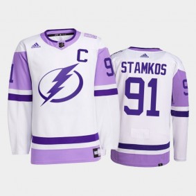 Steven Stamkos 2021 Hockey Fights Cancer Lightning White Primegreen Jersey