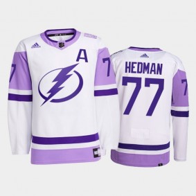 Victor Hedman 2021 Hockey Fights Cancer Lightning White Primegreen Jersey