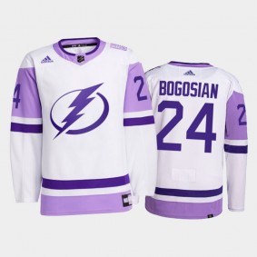 Tampa Bay Lightning 2021 HockeyFightsCancer Zach Bogosian White #24 Primegreen Jersey