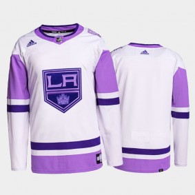Los Angeles Kings Jersey Hockey Fights Cancer White Purple Uniform