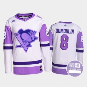 Brian Dumoulin #8 Pittsburgh Penguins Hockey Fights Cancer White Purple Primegreen Authentic Jersey