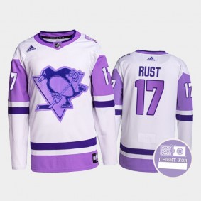 Bryan Rust Hockey Fights Cancer Jersey Pittsburgh Penguins White Purple Primegreen Authentic