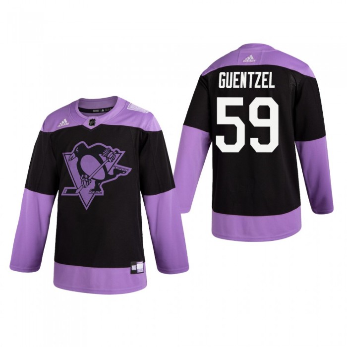 Men's Pittsburgh Penguins adidas Black Hockey Fights Cancer Practice Jersey