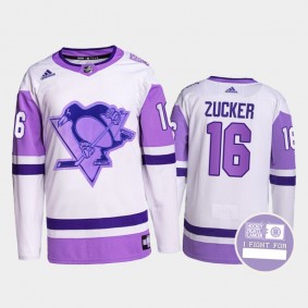 Jason Zucker #16 Pittsburgh Penguins Hockey Fights Cancer White Purple Primegreen Authentic Jersey