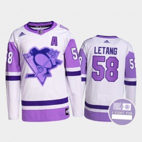 Kris Letang #58 Pittsburgh Penguins Hockey Fights Cancer White Purple Primegreen Authentic Jersey