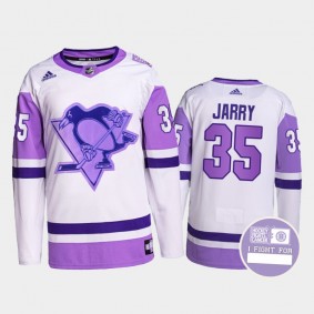 Tristan Jarry Hockey Fights Cancer Jersey Pittsburgh Penguins White Purple Primegreen Authentic