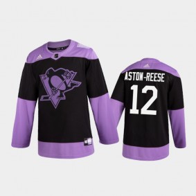 Zach Aston-Reese 2020 Hockey Fights Cancer Jersey Pittsburgh Penguins Black Practice