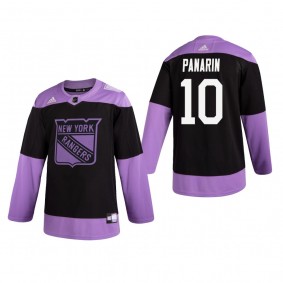 Artemi Panarin #10 New York Rangers 2019 Hockey Fights Cancer Black Practice Jersey