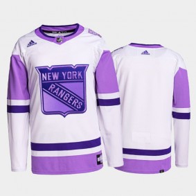 New York Rangers HockeyFightsCancer White Purple Primegreen Authentic Jersey