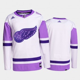 Detroit Red Wings HockeyFightsCancer White Purple Primegreen Authentic Jersey