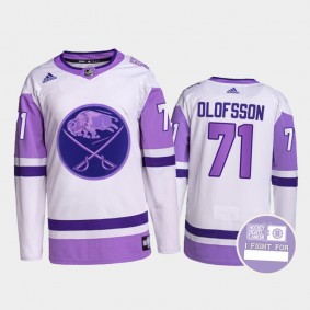 Buffalo Sabres Hockey Fights Cancer Victor Olofsson White Purple #71 Primegreen Jersey