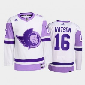 Austin Watson 2021 Hockey Fights Cancer Jersey Ottawa Senators White Primegreen