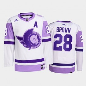 Connor Brown 2021 Hockey Fights Cancer Jersey Ottawa Senators White Primegreen