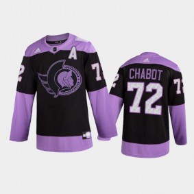 Thomas Chabot 2021 Hockey Fights Cancer Night Senators Jersey Purple