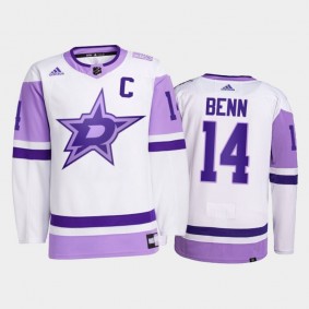 Dallas Stars 2021 HockeyFightsCancer Jamie Benn White #14 Primegreen Jersey